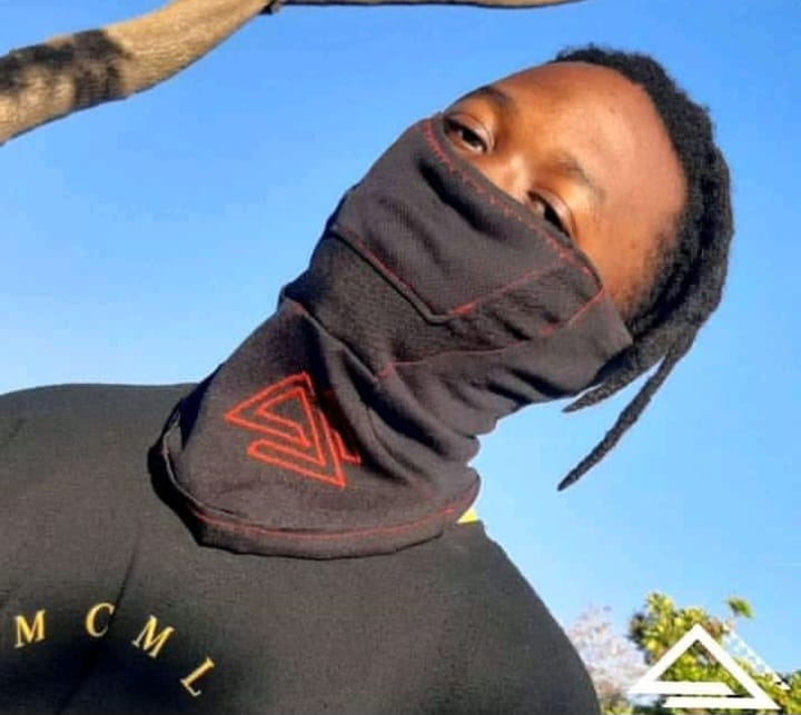 Stealth Neck Gaiter (Black w/ Red Embroidery) Detailed View